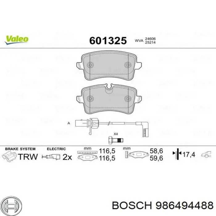 Колодки дисковые  Bosch 986494488 цена, от 42.41 USD