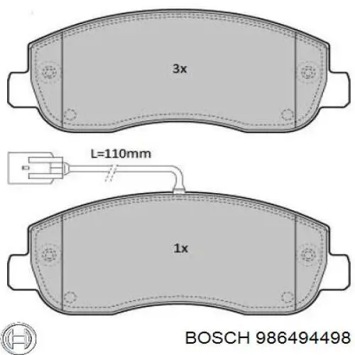 986494498 Bosch Колодки передние