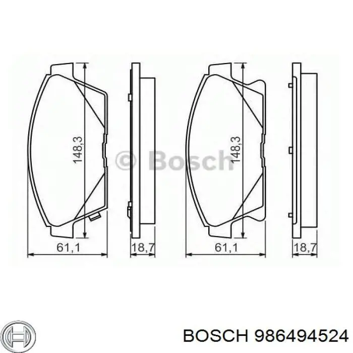 986494524 Bosch Колодки передние
