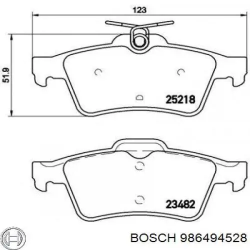 Колодки дисковые  Bosch 986494528 цена, от 31.58 USD
