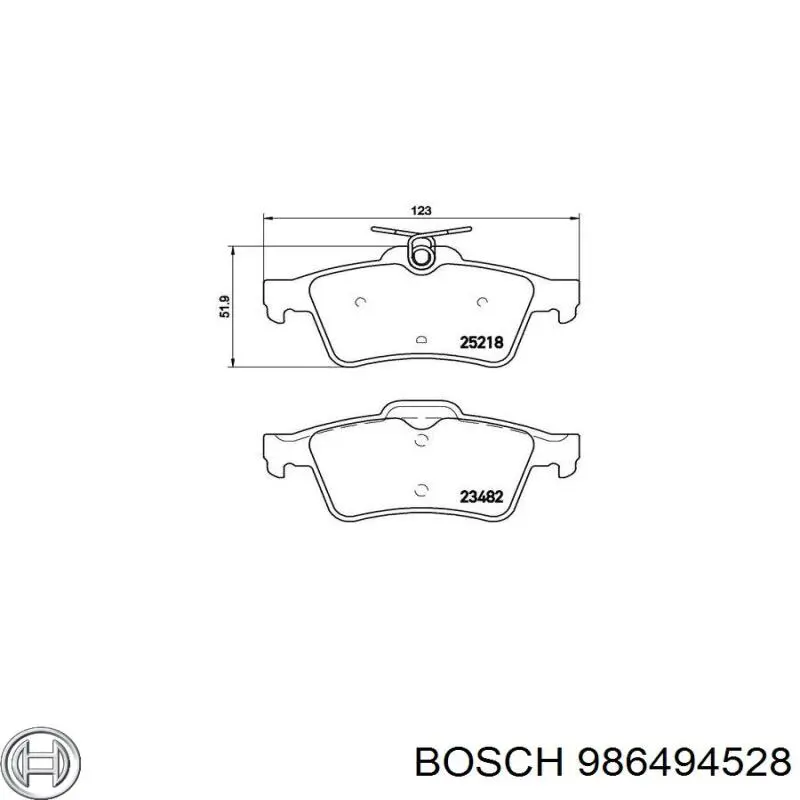 Купить 986494528 Bosch Колодки тормозные задние, дисковые