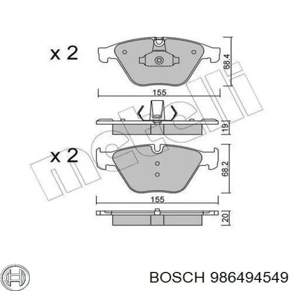 986494549 Bosch колодки тормозные передние дисковые