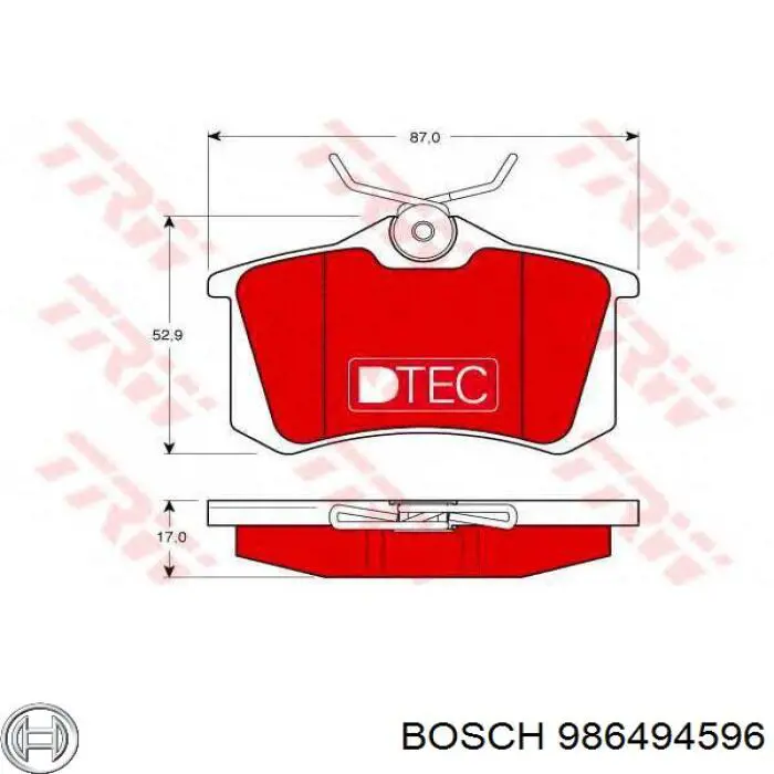 Задние тормозные колодки 986494596 Bosch