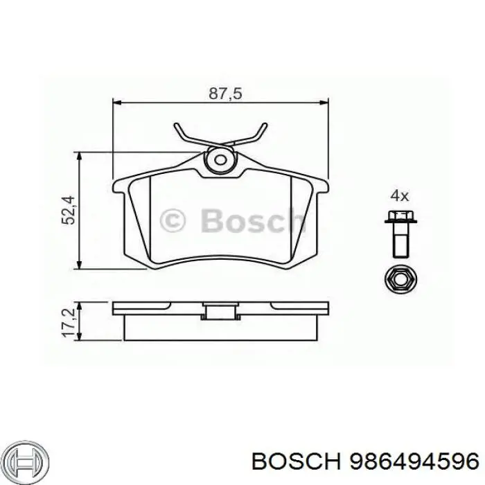 986494596 Bosch Колодки тормозные дисковые комплект