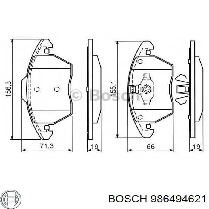Купить 986494621 Bosch Колодки тормозные задние, дисковые