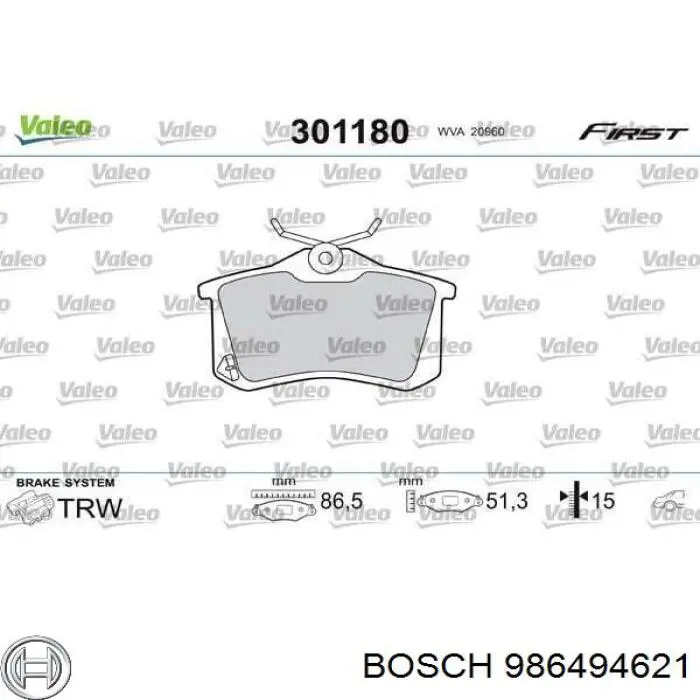 986494621 Bosch Колодки тормозные дисковые комплект