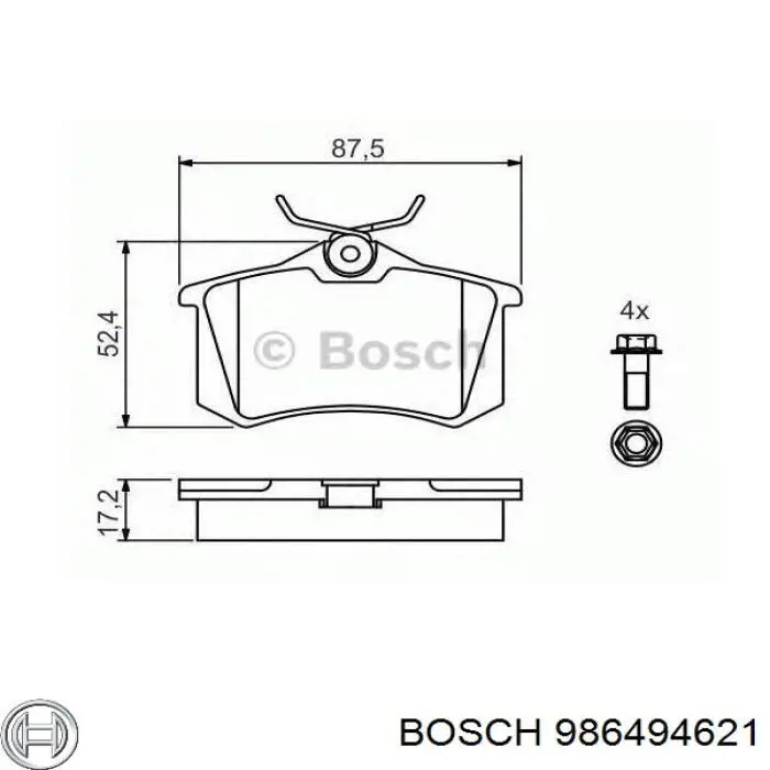 Колодки дисковые  Bosch 986494621 цена, от 19.32 USD