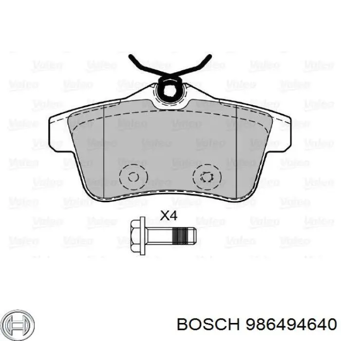 986494640 Bosch Колодки тормозные дисковые комплект