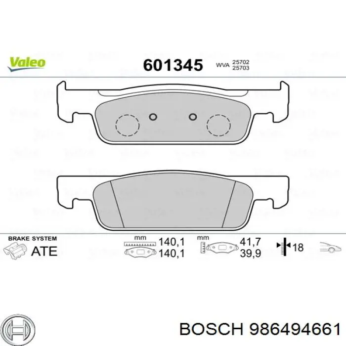 986494661 Bosch sapatas do freio dianteiras de disco