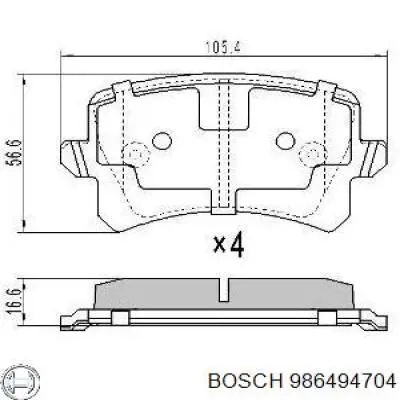 Передние тормозные колодки 986494704 Bosch