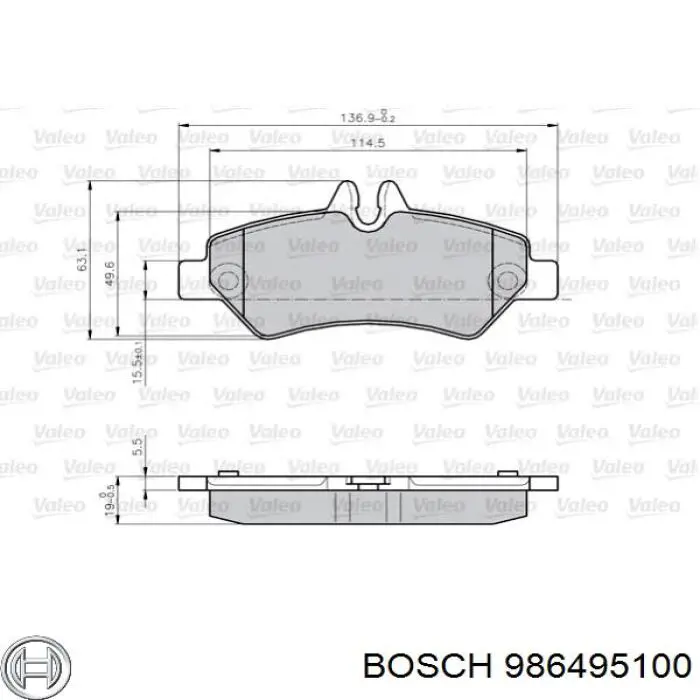 Купить 986495100 Bosch Колодки тормозные задние, дисковые