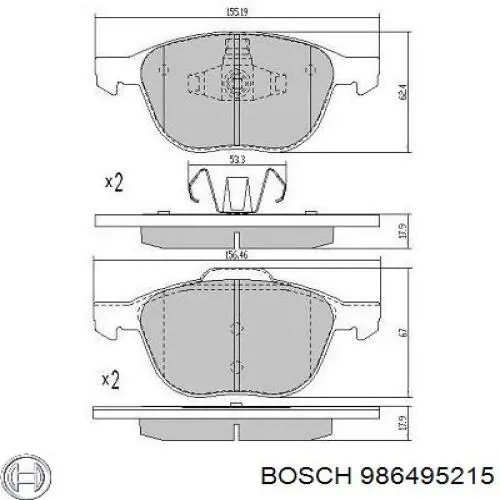 Купить 986495215 Bosch Колодки тормозные