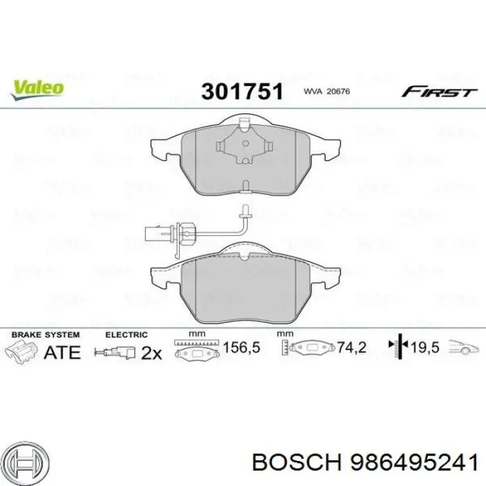 986495241 Bosch Колодки передние