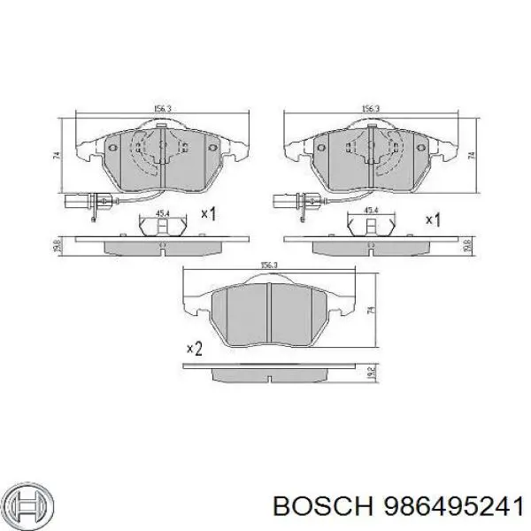 986495241 Bosch sapatas do freio dianteiras de disco