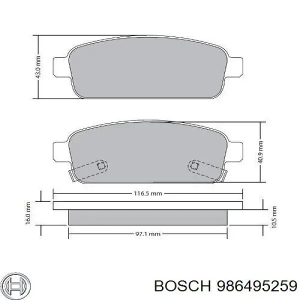 Задние тормозные колодки 986495259 Bosch