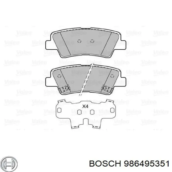 Купить 986495351 Bosch Колодки тормозные задние, дисковые