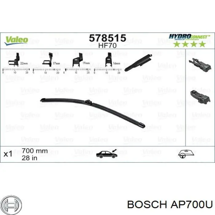Щетка-дворник лобового стекла водительская AP700U Bosch