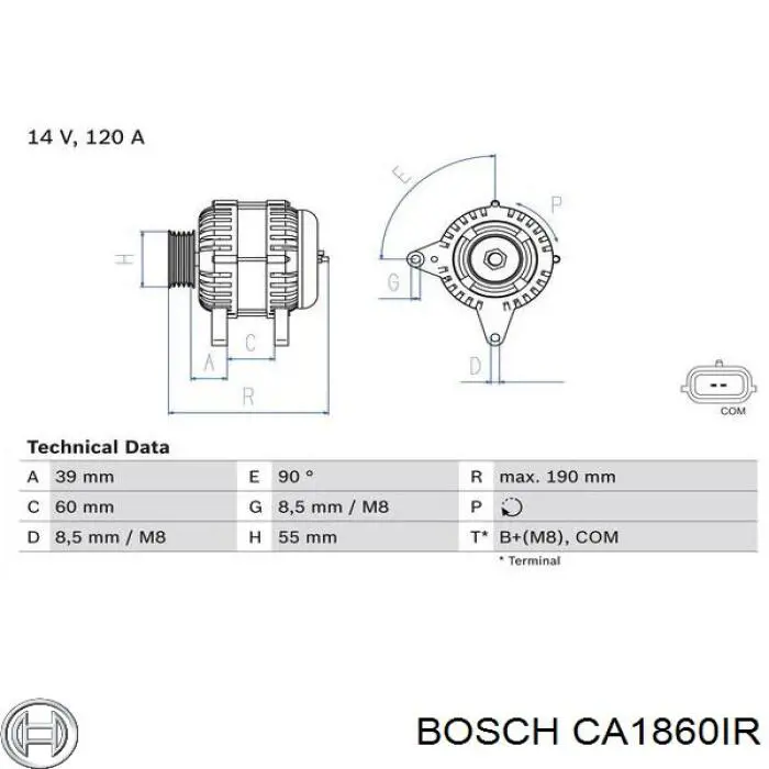 Генератор CA1860IR Bosch