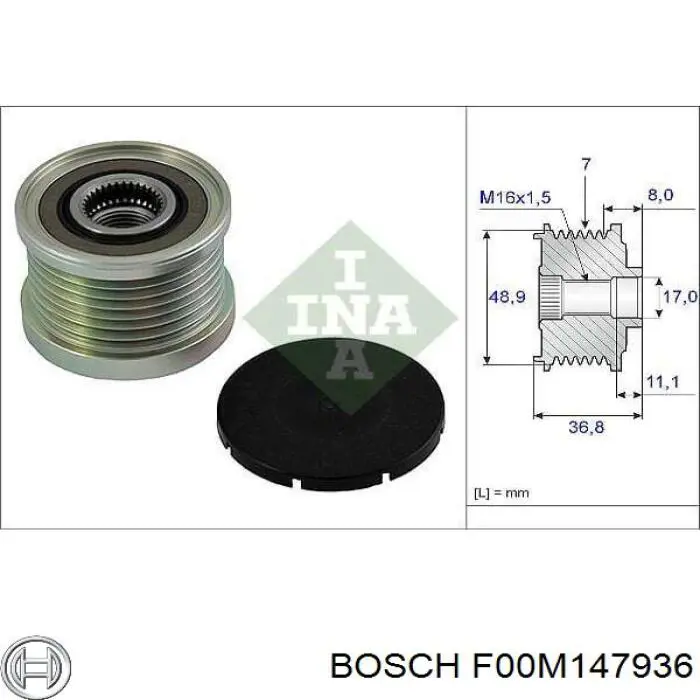 F00M147936 Bosch шкив генератора