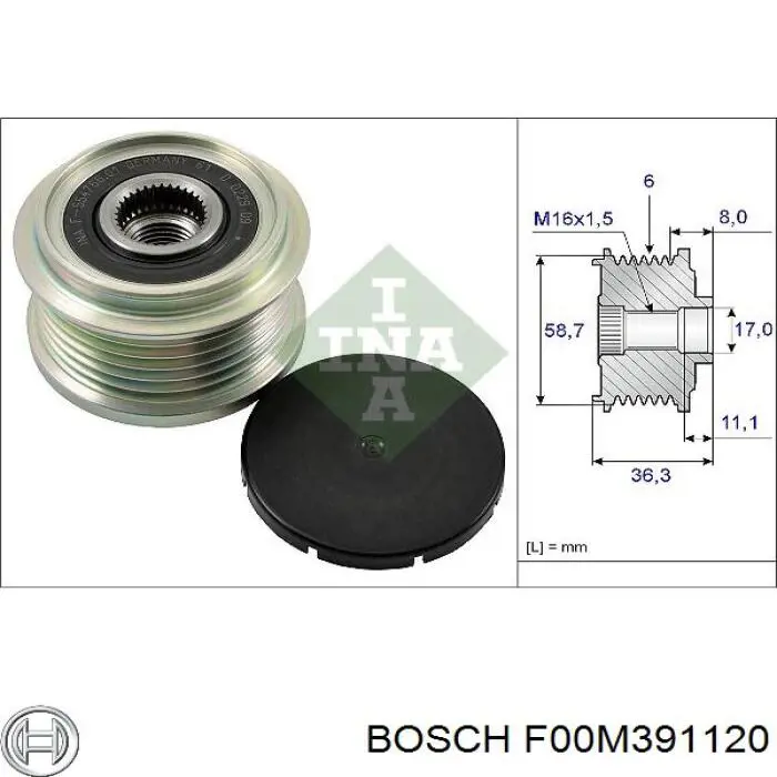 Шкив генератора F00M391120 Bosch