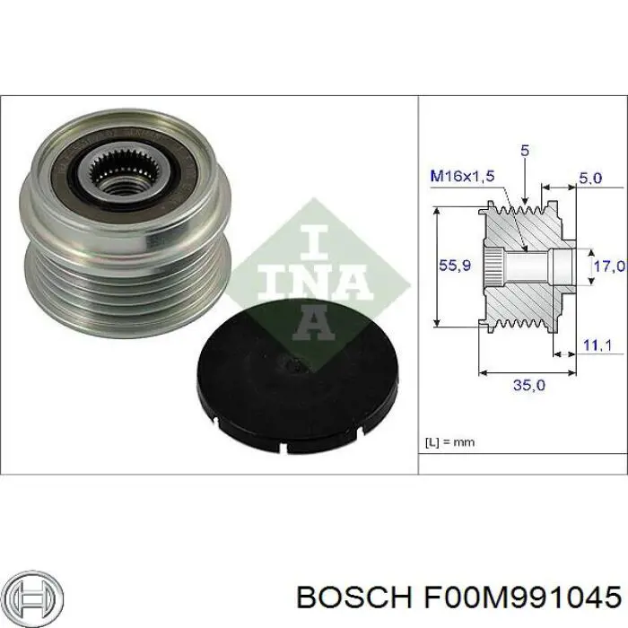 Шкив генератора F00M991045 Bosch