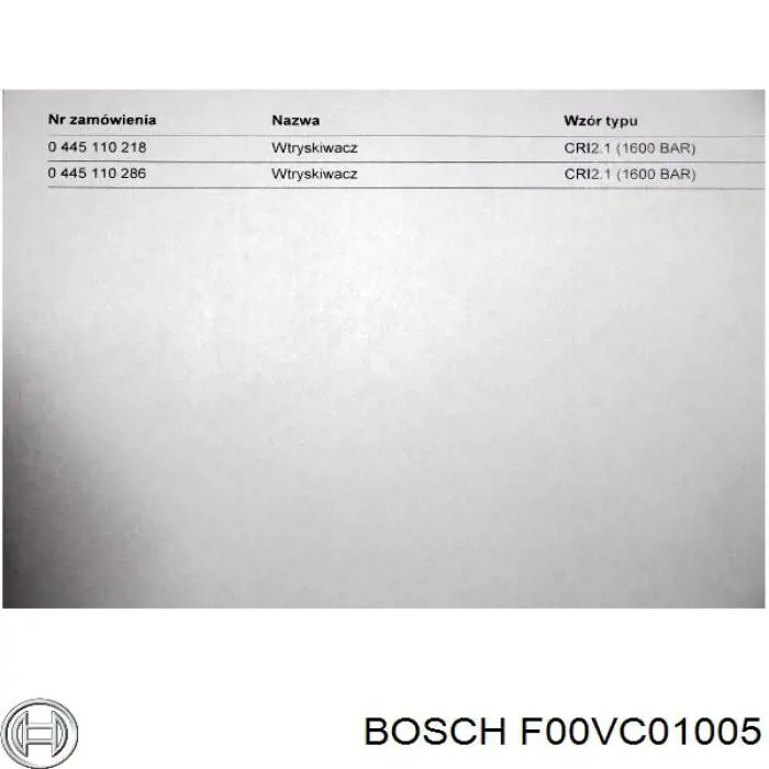 Клапан форсунки F00VC01005 Bosch