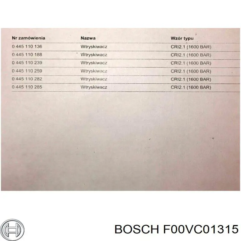 Купить F00VC01315 Bosch Клапан форсунки