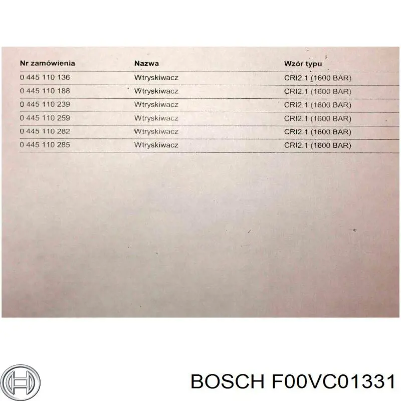 Клапан форсунки F00VC01331 Bosch