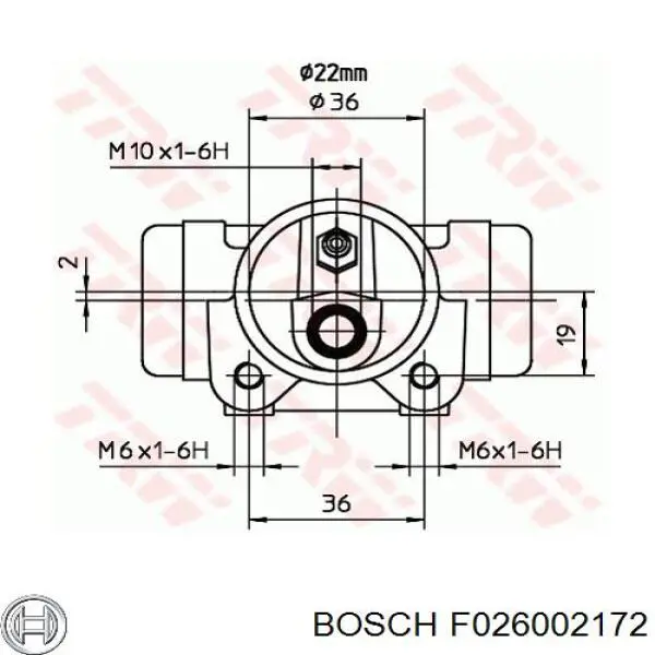 Рабочий тормозной цилиндр Bosch F026002172 цена, от 9.49 USD