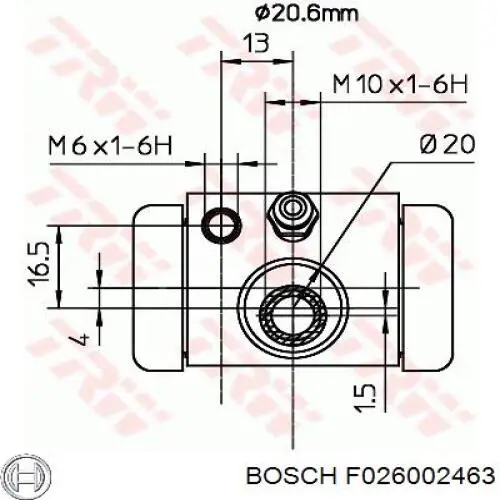 F026002463 Bosch Цилиндр тормозной колесный, задний