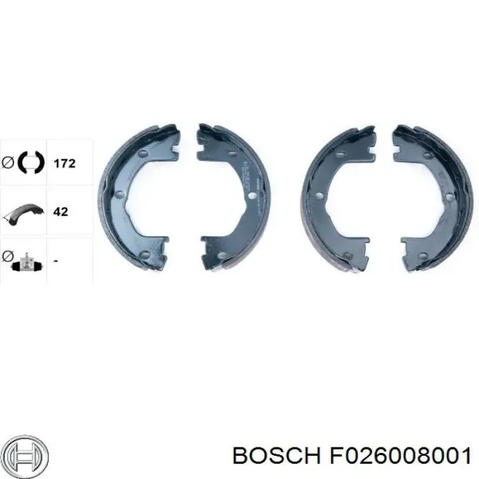 Тормоза рабочие задние ножные и тормозные барабаны Bosch F026008001 цена, от 29.17 USD