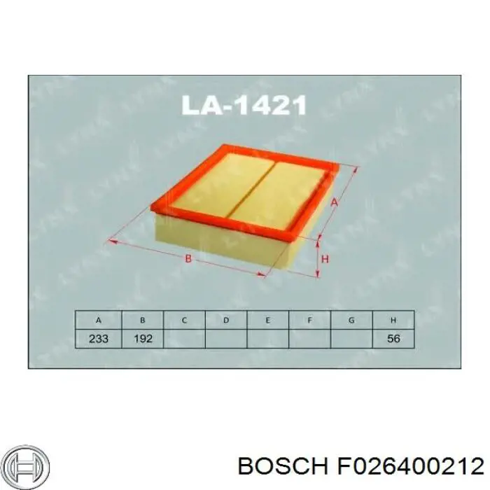Элемент воздушного фильтра Bosch F026400212 цена, от 8.20 USD