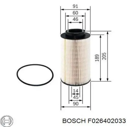 Filtro combustible F026402033 Bosch