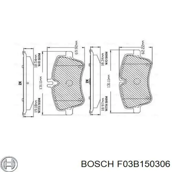 F03B150306 Bosch колодки тормозные передние дисковые