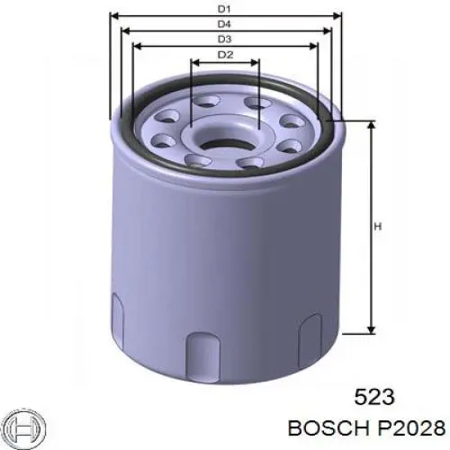 P2028 BOSCH Filtro de aceite original y equivalente