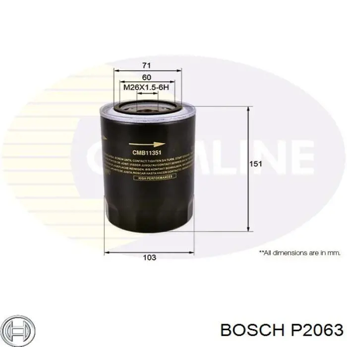 Фильтр очистки масла центробежный Bosch P2063 цена, от 7.10 USD