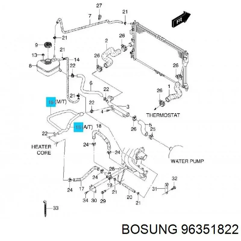 96351822 Bosung Шланг (патрубок) обогрева дроссельной заслонки