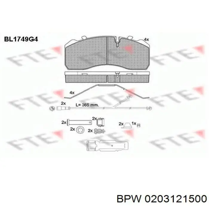 Передние тормозные колодки 0203121500 BPW