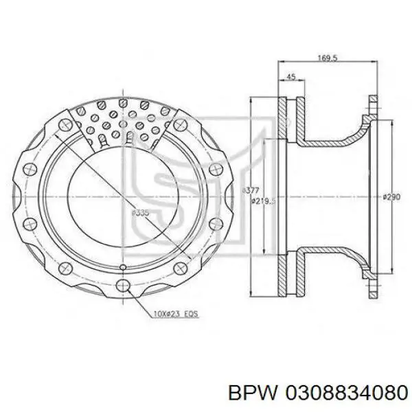 Задний тормозной диск BPW 0308834080 цена, от 106.35 USD