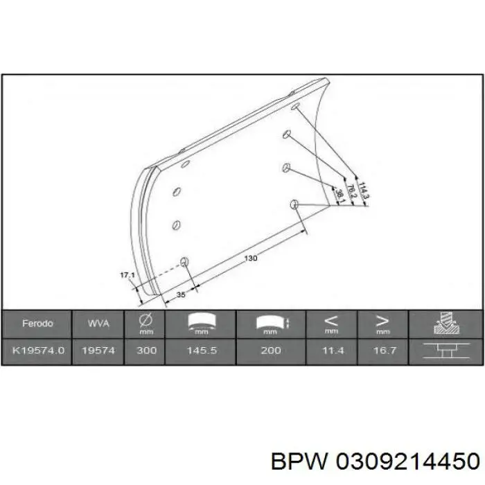 Купить 0309214450 BPW Накладка тормозная задняя (TRUCK)