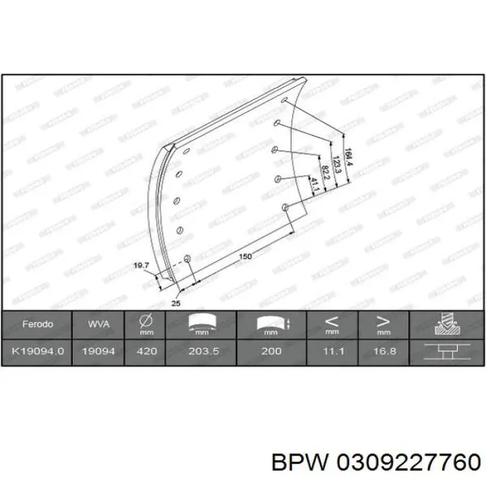 0309227760 BPW placa sobreposta do freio traseira (truck)