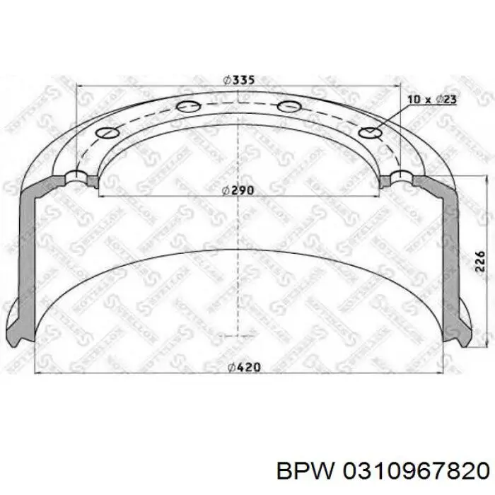 Барабан тормозной задний BPW 0310967820 цена, от 118.96 USD
