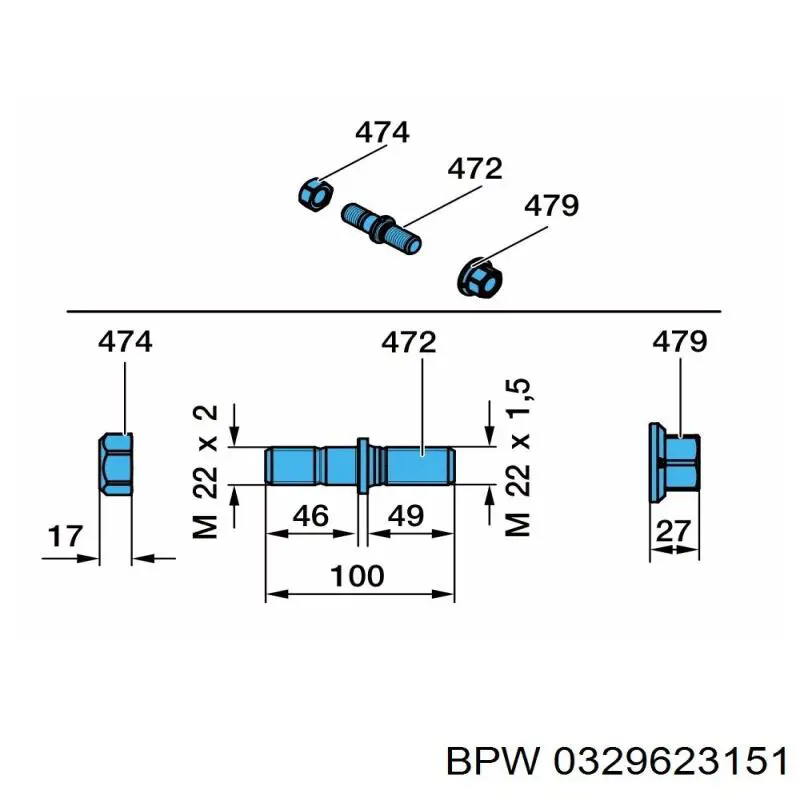 Купить 0329623151 BPW Шпилька колесная