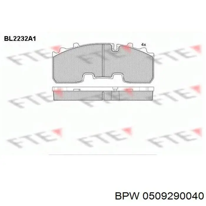 Задние тормозные колодки 0509290040 BPW