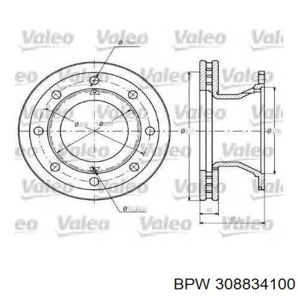 Передние тормозные диски 308834100 BPW