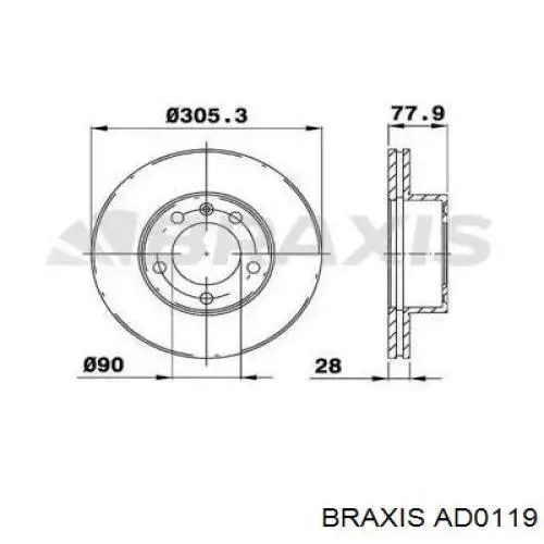 Передние тормозные диски AD0119 Braxis