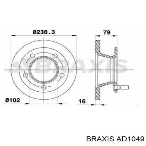 Передние тормозные диски AD1049 Braxis