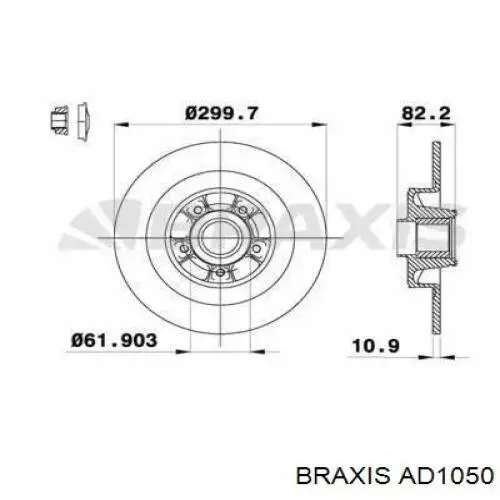 AD1050 Braxis диск тормозной задний