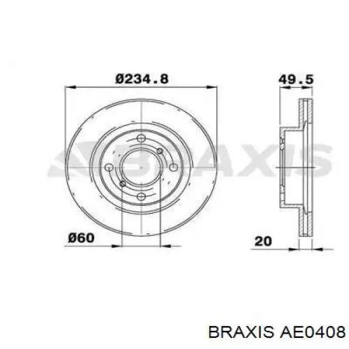 AE0408 Braxis передние тормозные диски