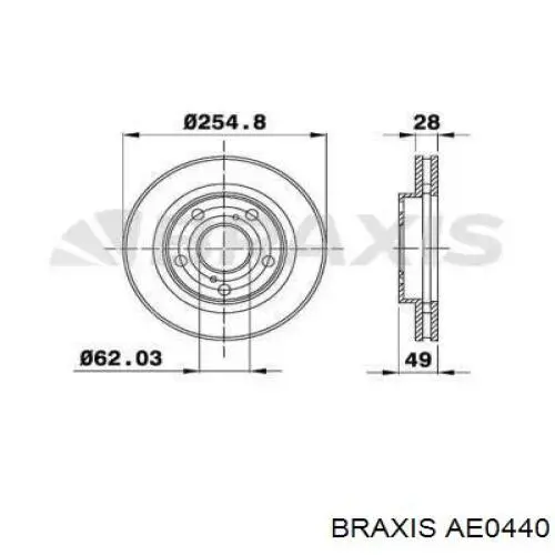 AE0440 Braxis диск тормозной передний